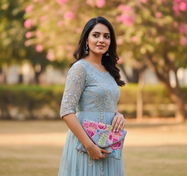 rtg Blush Bloom Beaded Envelope Clutch