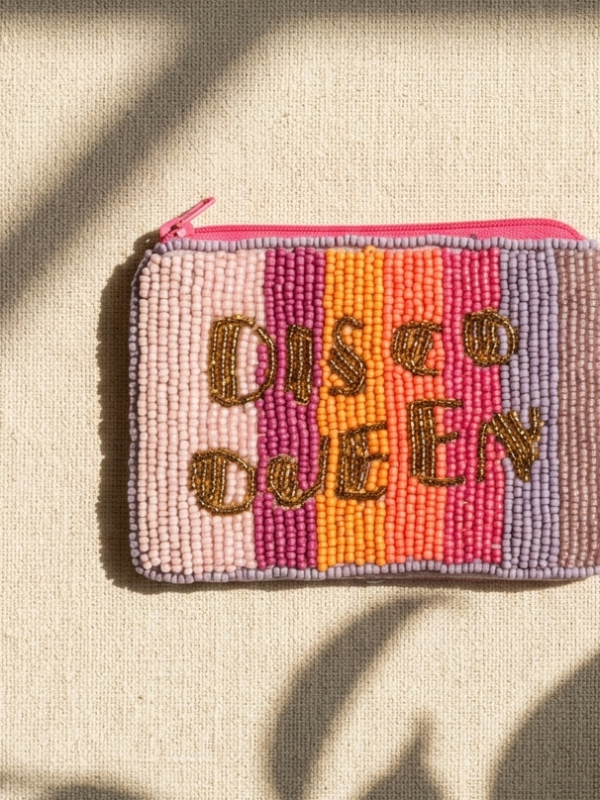 Disco Queen Beaded Coin Pouch