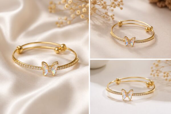 RTRTBH Anti-Tarnish Gold Butterfly Bracelet for Women