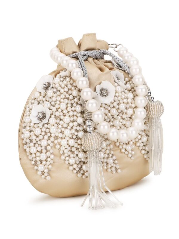 Ivory Pearl Blossom Embellished Potli
