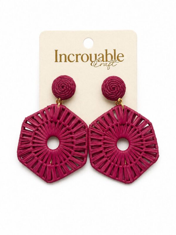 Untitled Berry Weave Statement Earrings