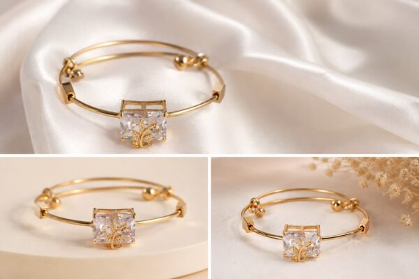 VHHG Anti-Tarnish Gold Adjustable Crystal Bracelet for Women