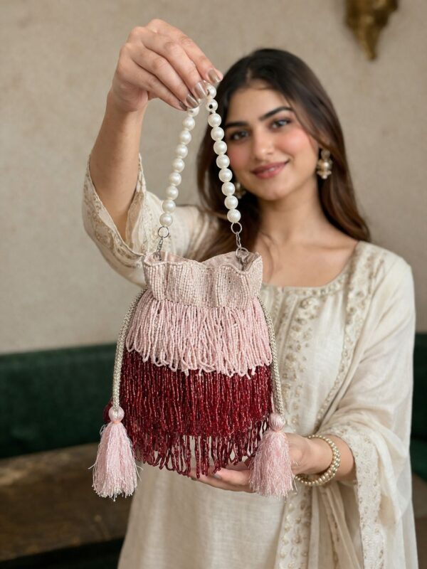 Blush Pearl Fringe Potli