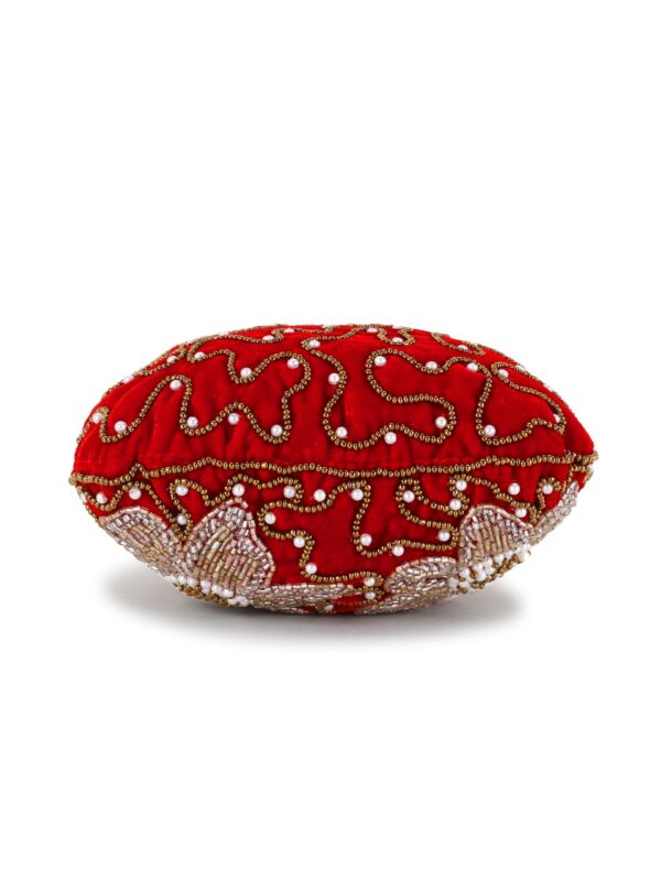 Crimson Blossom Beaded Potli