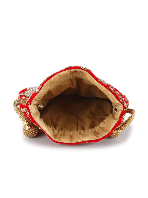 Crimson Blossom Beaded Potli