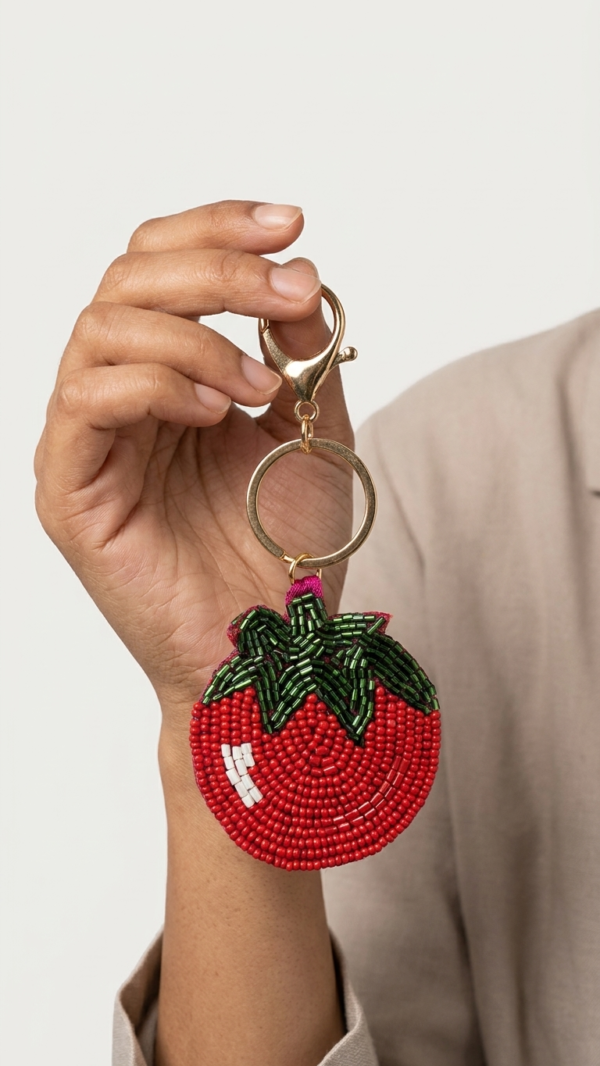 pomelli_photoshoot_image_9_16_0630 (30) Beaded Tomato Keychain Charm