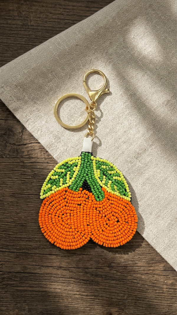 pomelli_photoshoot_image_9_16_0630 (31) Beaded Double Orange Keychain Charm