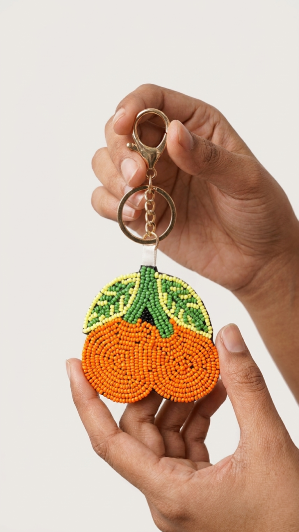 pomelli_photoshoot_image_9_16_0630 (32) Beaded Double Orange Keychain Charm
