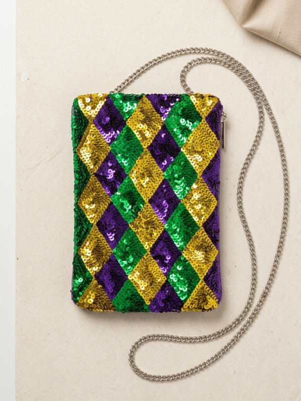 Carnival Harlequin Sequin Sling Pouch