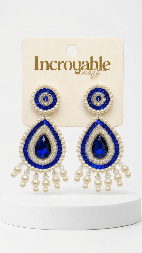 Royal Sapphire Pearl Drop Earrings