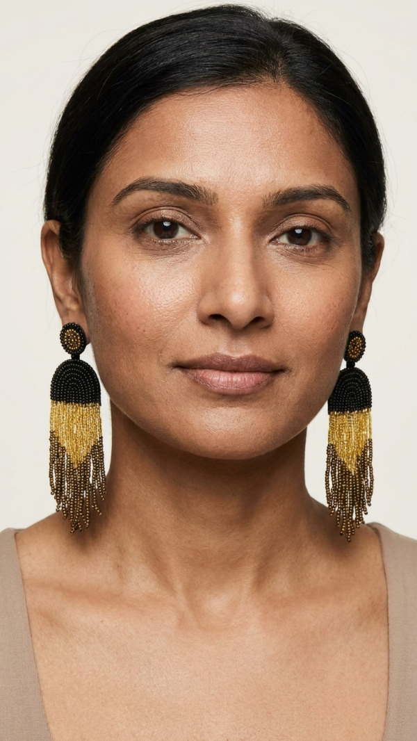 pomelli_photoshoot_image_9_16_0703 (11) Noir Luxe Fringe Earrings