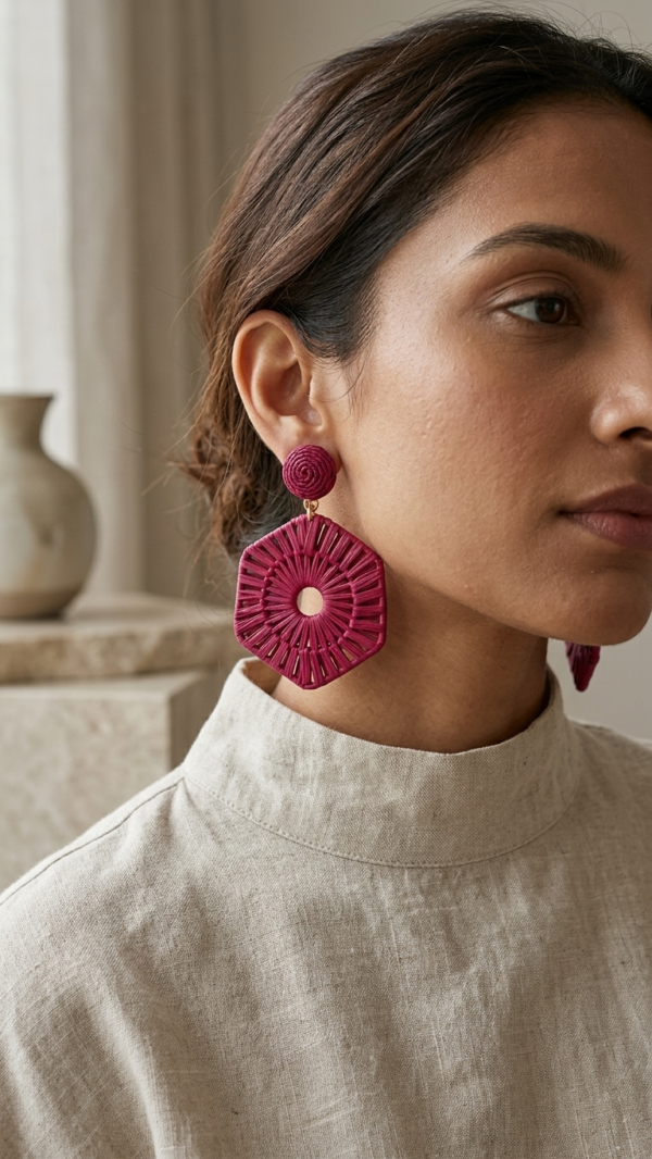 pomelli_photoshoot_image_9_16_0703 (19) Berry Weave Statement Earrings