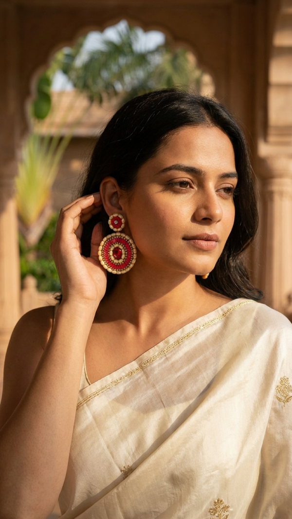 pomelli_photoshoot_image_9_16_0703 (22) Ruby Bloom Statement Earrings