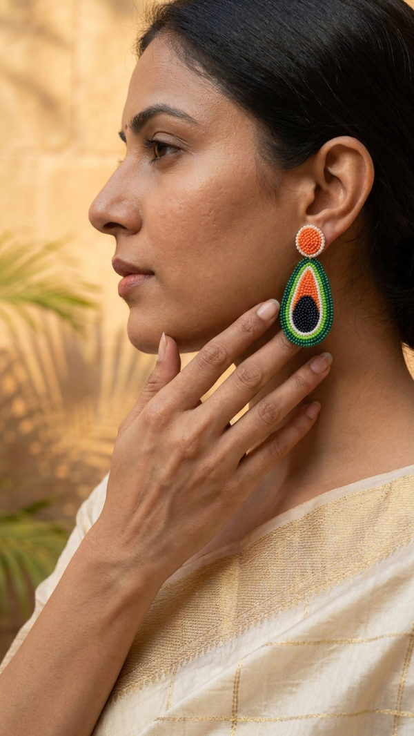 pomelli_photoshoot_image_9_16_0703 (4) Royal Tricolor Beaded Drop Earrings