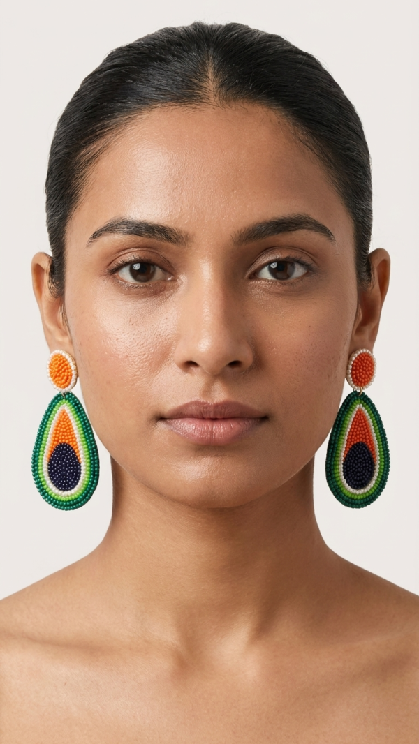 pomelli_photoshoot_image_9_16_0703 (5) Royal Tricolor Beaded Drop Earrings