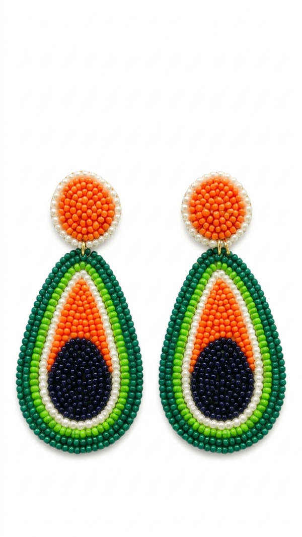 pomelli_photoshoot_image_9_16_0703 (6) Royal Tricolor Beaded Drop Earrings