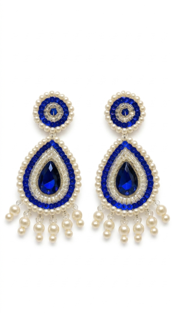 Royal Sapphire Pearl Drop Earrings