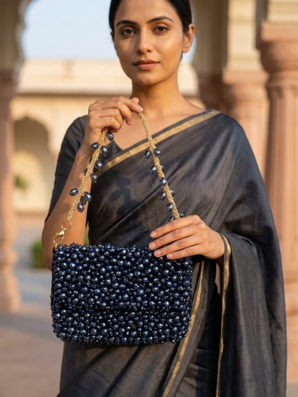 Midnight Sparkle Beaded Handbag