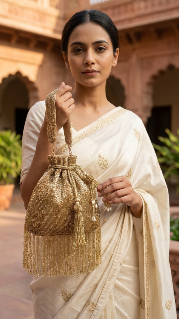Golden Luxe Double-Sided Beaded Potli