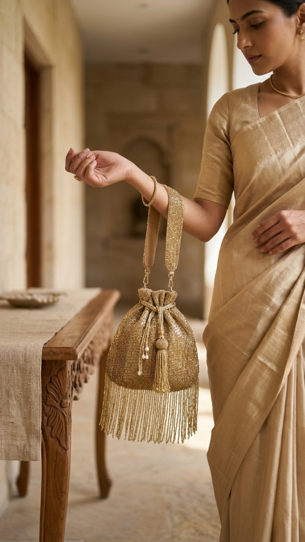Golden Luxe Double-Sided Beaded Potli