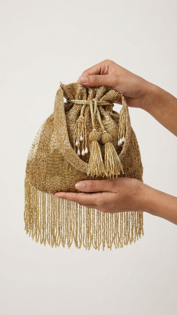 Golden Luxe Double-Sided Beaded Potli