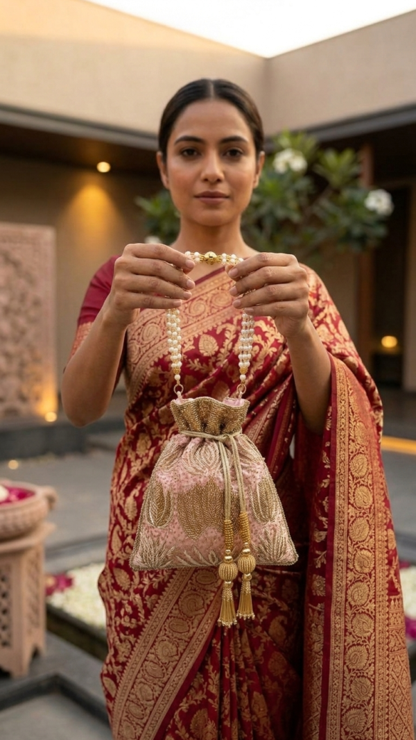 Blush Regal Pearl Embellished Potli