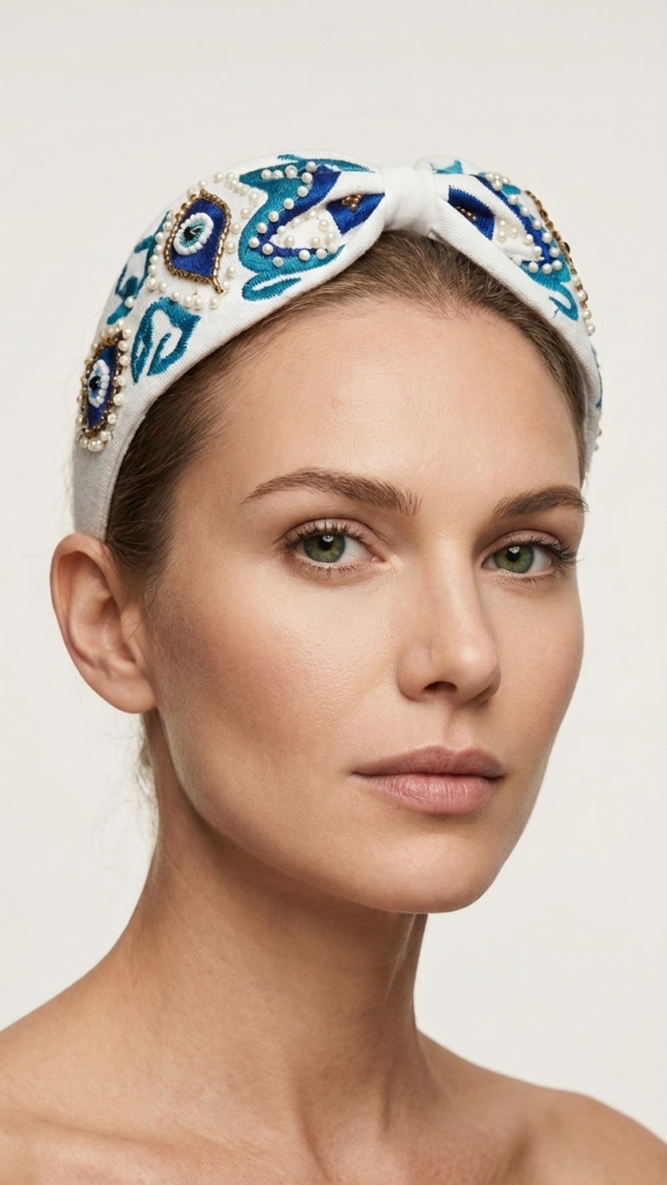 pomelli_photoshoot_image_9_16_0715(2) Azure Pearl Bloom Bow Hairband