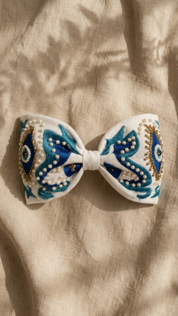 pomelli_photoshoot_image_9_16_0715(6) Azure Pearl Bloom Bow Hairband